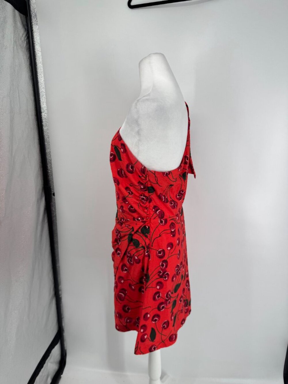 Maeve Red Cherry-Print One-Shoulder Mini Dress - Picture 6 of 14